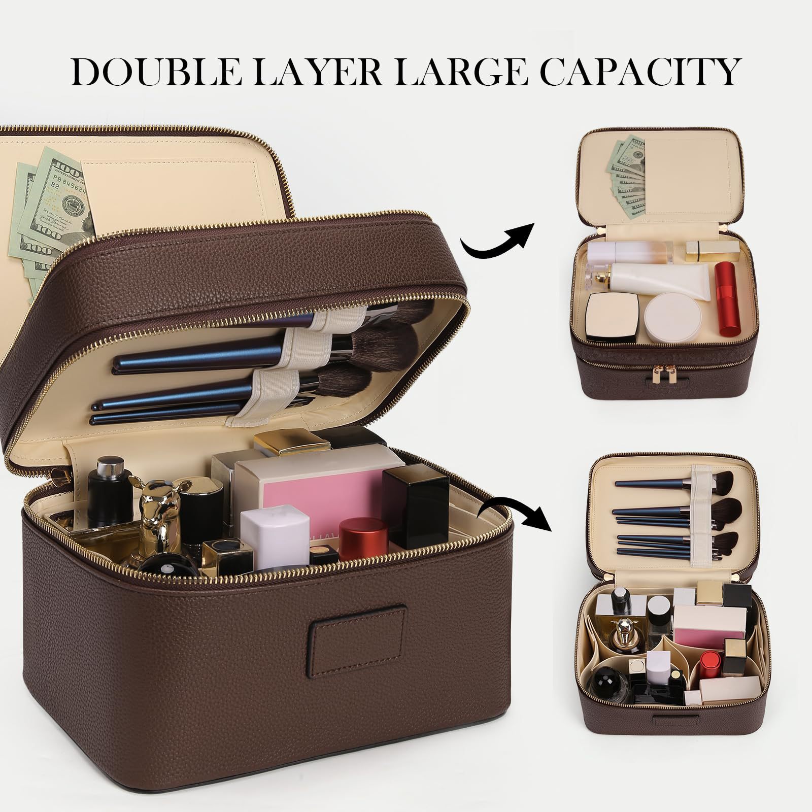 Luxury Bags For Travel - حقيبة مستحضرات تجميل فاخرة كبيرة السعة