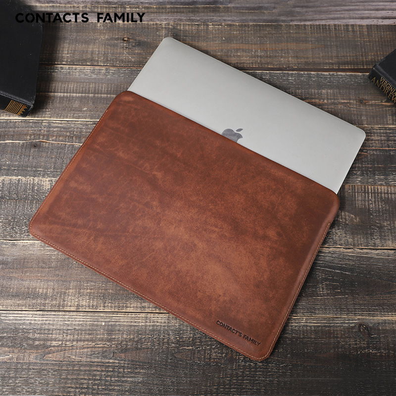 Briefcase Leather Slim - حافظة لابتوب من جلد كريزي هورس