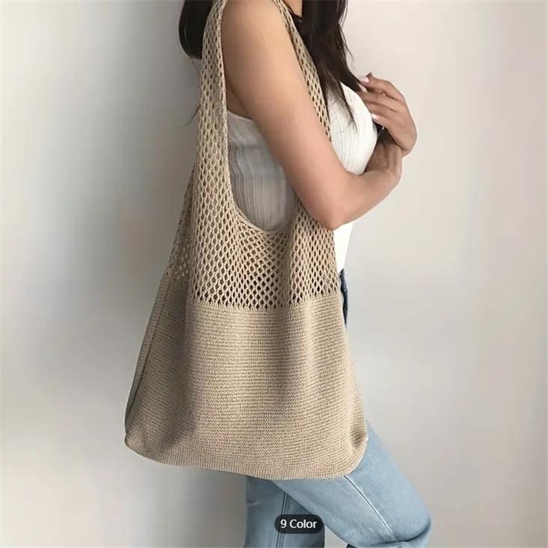 Luxury Beach Bags Ysl - حقيبة كروشيه جمالية مجوفة للنساء ،