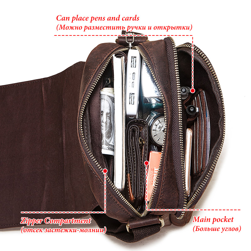 خمر مجنون الحصان جلد الرجال رس - مراجعة Luxury Bags Sling وسعره