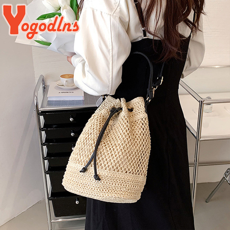 حقيبة دلو من القش المجدول للنس - مراجعة Luxury Beach Bags Ysl وسعره